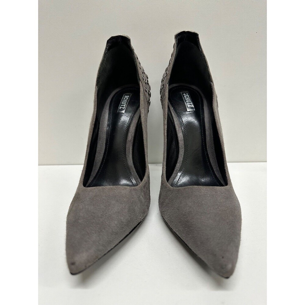 Shultz Pumps women size 9 B gray suede stiletto heel pointy shoes